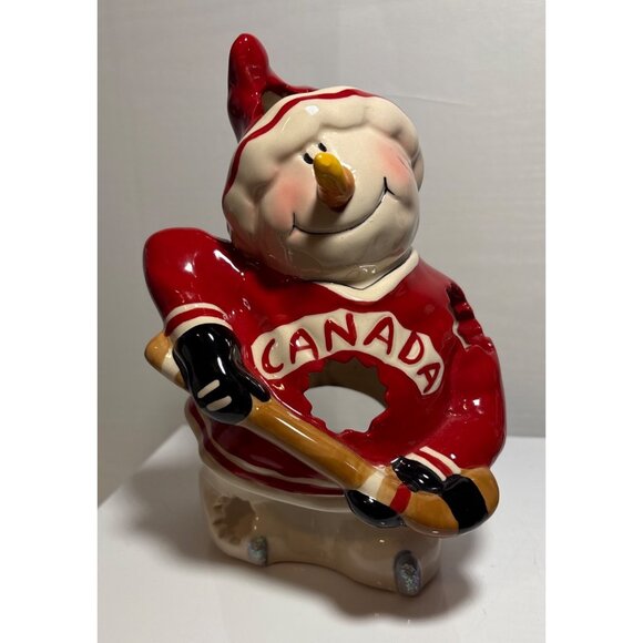 Hockey Snowmen Tealight Holders Costco Blue Sky H Goldminc Canada 7.5" Tall - Picture 6 of 16